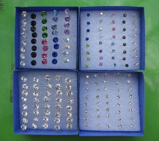   kinds of Color Crystal Hypo Allergenic Plastic Earrings Stud / Unisex