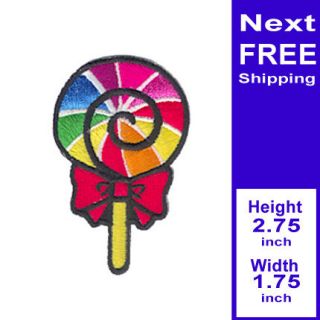 333IR Sweets Rainbow Swirl Lollipop Candy Embroidered Sew Iron on 