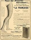   Ad French Artificial Limb Amputee Leg Francaise   ORIGINAL ADVERTISING