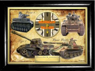 personalised framed german tanks ww2 wall clock 