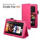 q1 Hot Pink PU Leather Folio Stand Case Cover f  Kindle Fire HD 