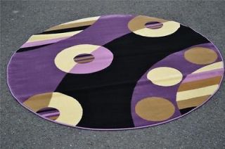 Purple Black 65x65 foot round area rug carpet circular Abstact 