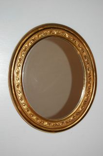    Vintage Gold Tone Syroco Like Vertical/Horizontal Oval Wall Mirror