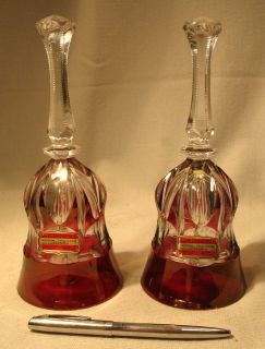   Pair 1950s 60s BLEIKRISTALL 24% LEAD CRYSTAL BELLS From West Germany