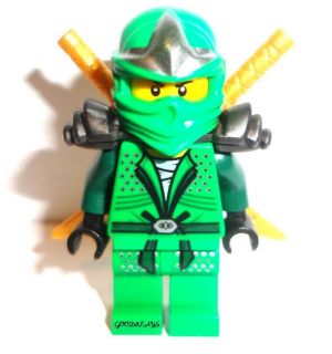 LEGO Ninjago LLOYD ZX Green Ninja miniFigure with 2 golden swords new 