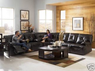 HARPER BLACK BONDED LEATHER POWER RECLINER SOFA COUCH SECTIONAL SET 