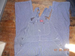   striped bib overalls jeans pants size 38x30 cotton painter carpenter