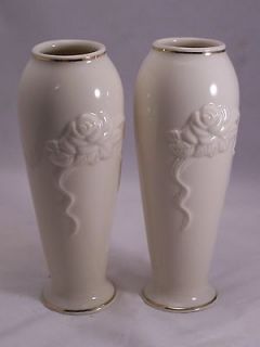 Lenox Rose Blossom Porcelain Bud Vase with 24 Karat Gold Trim