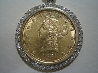 1881 $10 Liberty Head Eagle Gold Coin Pendant with Diamonds