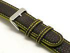 24mm Dark Brown/Yellow leather watch Band fit Nautica