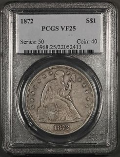 1872 Seated Liberty Silver Dollar PCGS VF 25 Silver $1 Coin