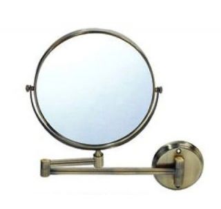   BRASS 8” Wall Mount Swing Arm 2 Sided Magnifying Mirror 1 & 7X