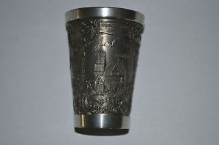 Incised German Tumbler Goblet Cup 96% Pewter Rein Zinn Becher