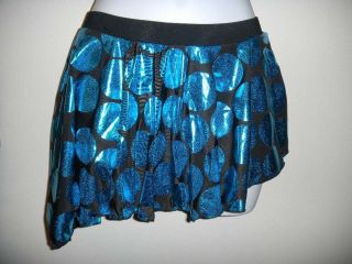 NWT Bal Togs Aqua Foil Dots Dance Skirt w/ attached Shorts Offset Hem 