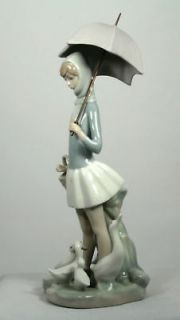 Lladro Porcelain Figurine Girl with Umbrella & Ducks # 4510 MINT 