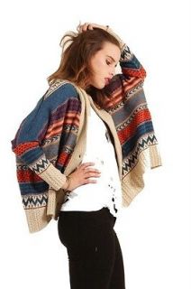 Oversized Tribal Cardigan Sweater in Multi Navajo Print Toggle Button 