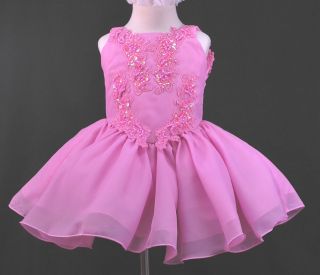  Toddler Girl National Glitz Pageant Chiffon Dress Fuchsia Sz 1 7