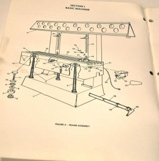   Repair Parts Catalog Manual Line Boring Machine Model TA 20 # 1001