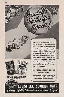 ODD Vintage 1945 LOUISVILLE SLUGGER BASEBALL BATS Print Ad