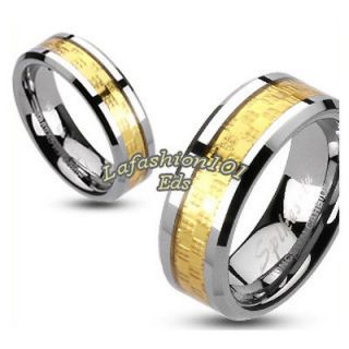 Luxury Tungsten Gold IP Checker Design Mens/Womens Wedding Band SZ 5 