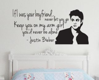 Justin Bieber Boyfriend Wall Art Sticker   Large Lyrics Song Quote