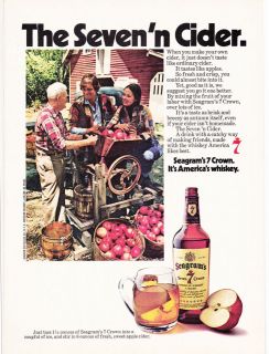   Print Ad 1974 The Seven n Cider SEAGRAMS 7 CROWN. At The Apple Press