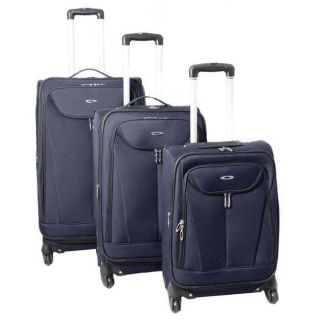   Rome Expandable Lightweight Spinner 3 Piece Luggage Set   Black