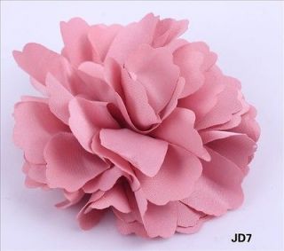 1x Pink Satin Silk peony Flower Wedding Corsage Hair Clips Brooch 