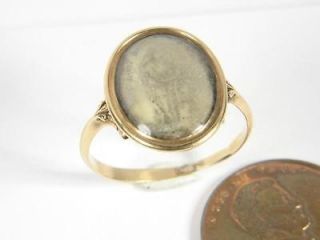 ANTIQUE ENGLISH 18K GOLD SEPIA MOURNING RING LOWES 1780