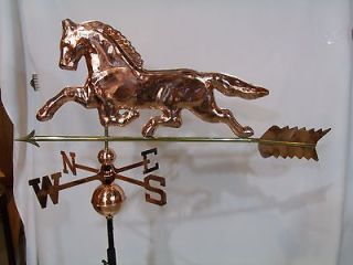 LARGE Copper HORSE Weathervane has Polished Finish with FREE ROOF 