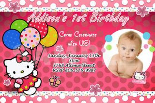   KITTY Printable Birthday Party Invitation photo Print 1st baby Shower