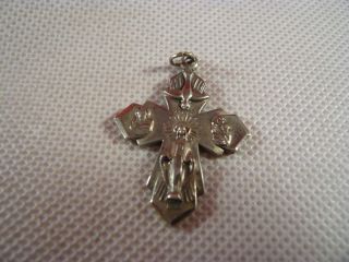SILVER STER VINTAGE ENGRAVED THEDA 4 WAY CROSS CATHOLIC RELIGIOUS 