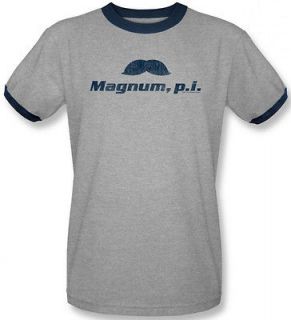 NEW Adult Magnum P.I. Mustache Vintage Fade Look TV Show T shirt 