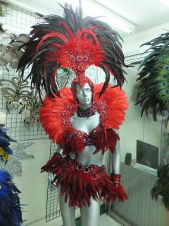   C027 Samba Parade Carnival Rio Feather Headdress Costume Set XS XL