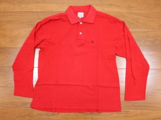   Of Benetton Men Red Polo Shirt Size Small Long Sleeve MADE ITALY