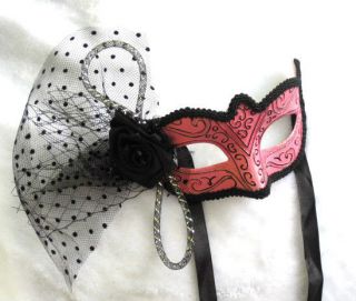 Party Masquerade Veil gorgeous Embossed Pink Mask