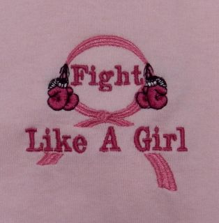 Fight Like A Girl Boxing Glove Pink Ribbon Breast Cancer S/S T Shirt L 