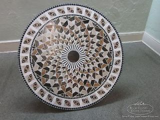 Unusual Round Mosaic Iron Based Coffee Table