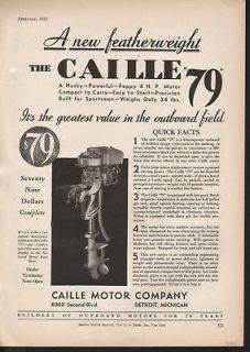 1932 CAILLE MARINE ENGINE OUTBOARD MOTOR BOAT TRAVEL AD