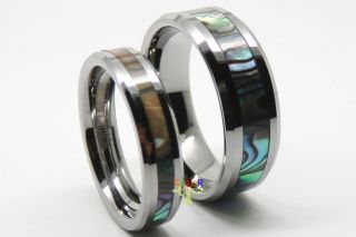 New Matching Tungsten Carbide Ring Set Men Lady Wedding Band w/ SHELL 