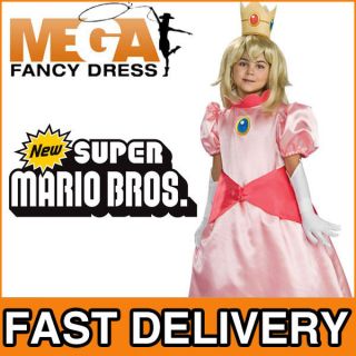 Princess Peach Mario Kids Fancy Dress Girls Costume 3 8