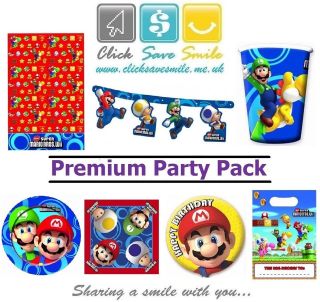 Super Mario Bros Childs Party Items   Tablecover   Napkins   Plates 