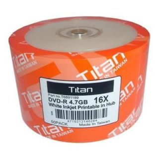 200 TITAN 16X DVD R DVDR White Inkjet HUB Printable Disc Media 4.7GB