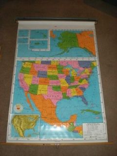 New Vintage Nystrom U.S. Pull Down Map/Hanging Brackets;Every​thing 