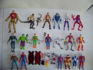 Vintage Marvel lot action figures XMEN SPIDER MAN HULK CYCLOPS MAGNETO 