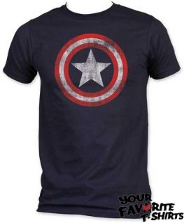 Marvel Comics Captain America Distressed Shield Licensed Adult T Shirt 