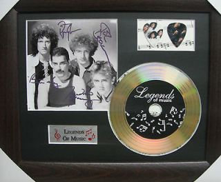Queen Preprinted Autograph, Gold Disc & Plectrum Presentation Freddie 