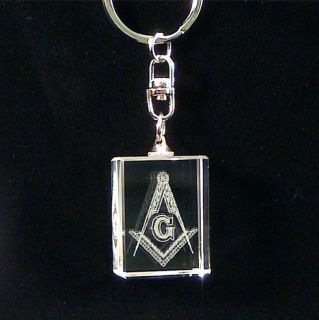 Blue Lodge Square & Compasses Crystal Masonic Freemason Keyring 