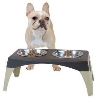 Raised Elevated Dog Feeder Diner Stormcloud XL dish 2.75 QT stainless 