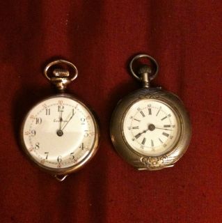   Pocket Watches / .800 Silver Case & Works / Trenton Gold Fill Case